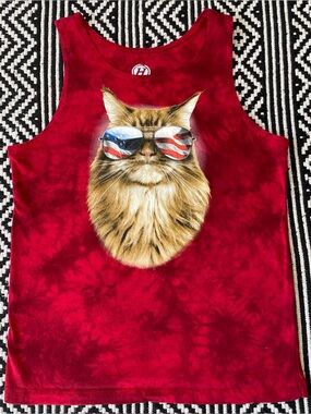 Hybrid Apparel Meowica Patriotic Cat Tank Top